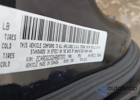 2017 Dodge Grand Caravan Sxt z USA, uszkodzony, nr VIN 2C4RDGCG2HR857371